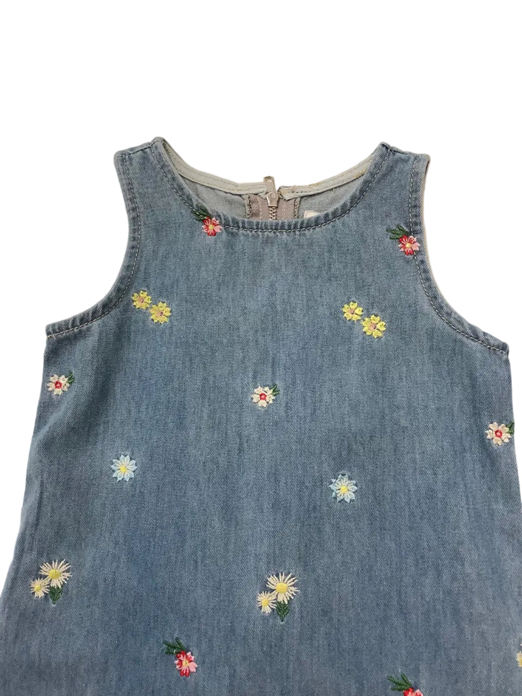 Abito bambina in jeans con ricamo fiori.  Tobetoo
