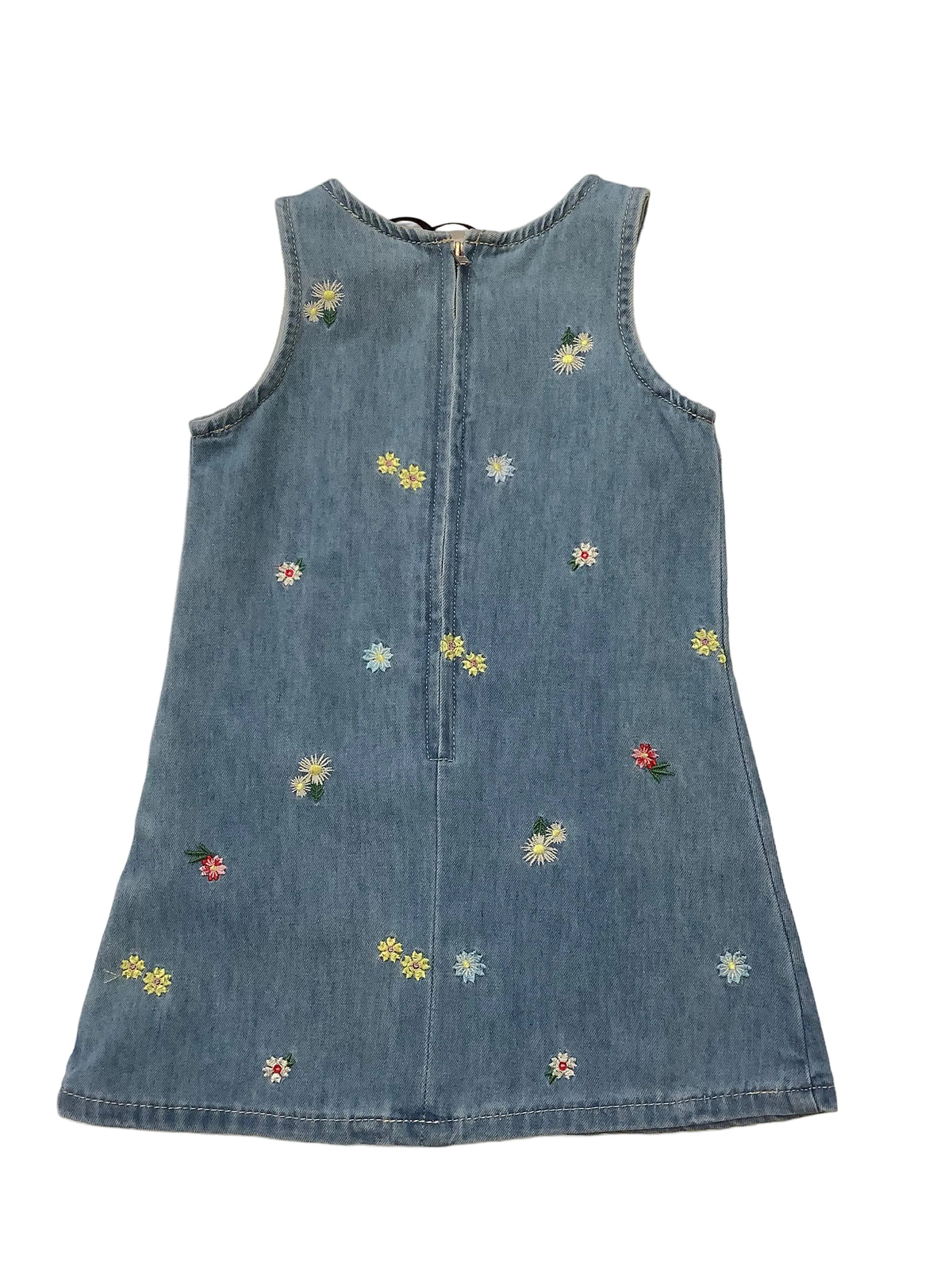 Abito bambina in jeans con ricamo fiori.  Tobetoo