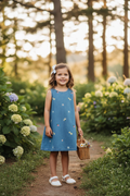 Abito bambina in jeans con ricamo fiori